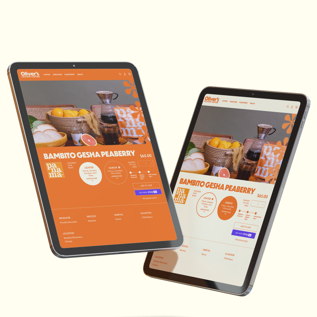 Puff Coffee Ethiopia Nano Genji Coffee page on an iPad