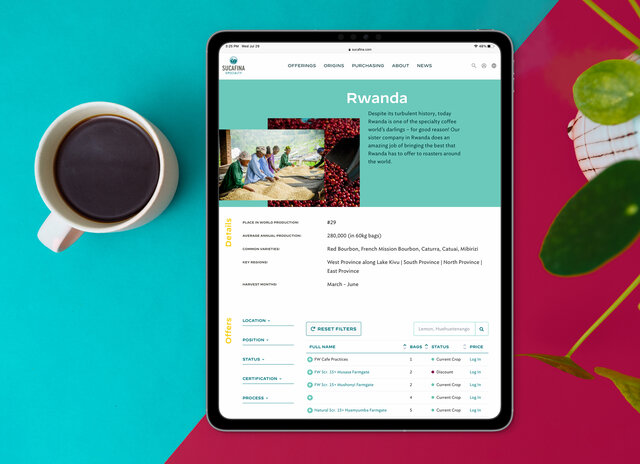 Sucafina website on an ipad