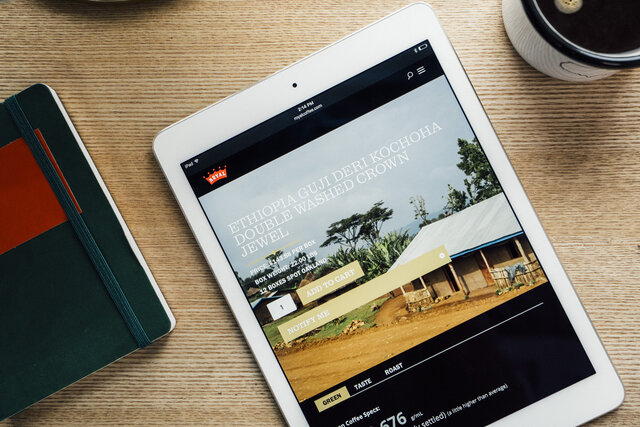 Royal Coffee website offerings page shows nicely on an iPad