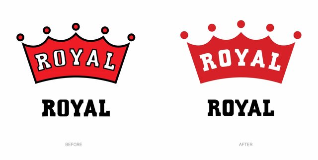 Royal Coffee logo before and after versions