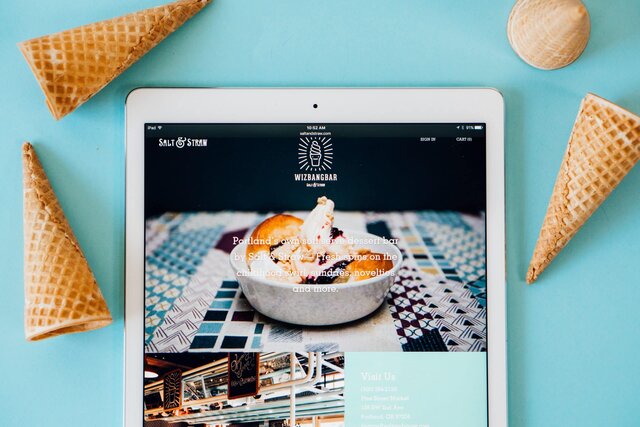 Wiz Bang Bar website on iPad