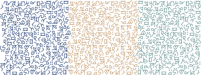 patterns in blue, gold, and teal