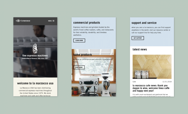 Mobile version of La Marzocco Homepage