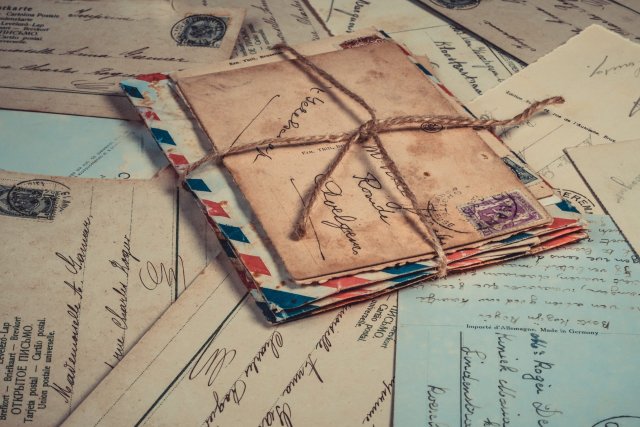 Vintage envelope stack with letters