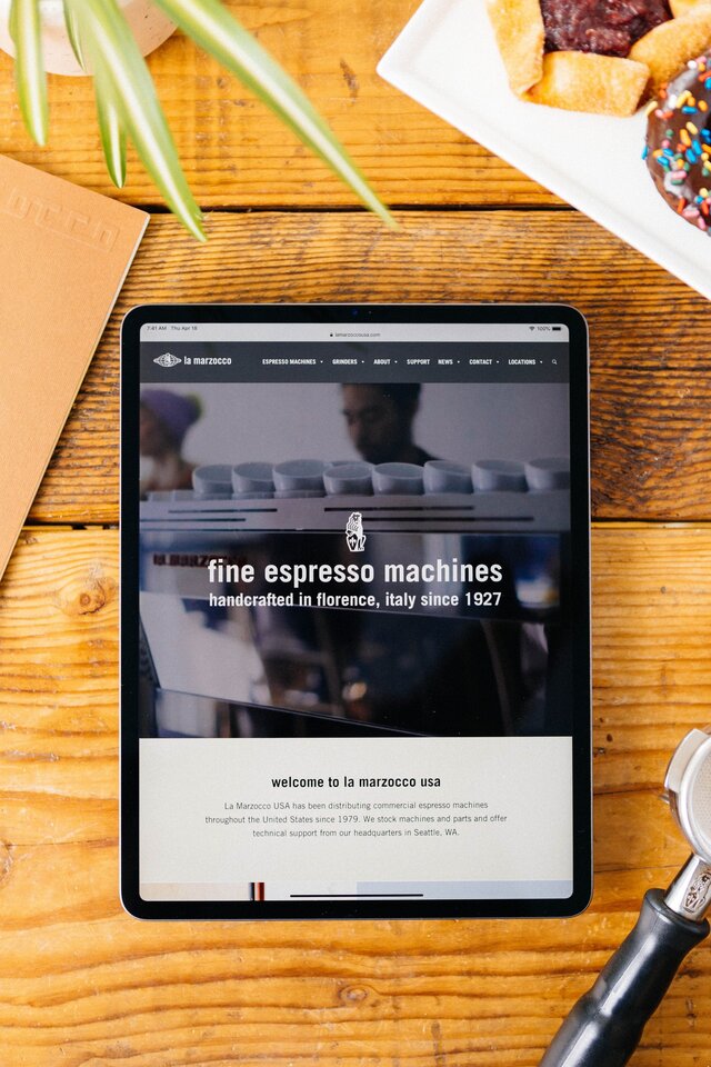 La Marzocco Commercial Homepage on iPad