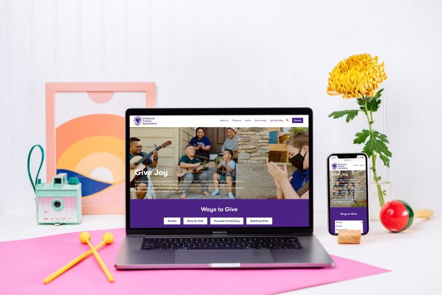 JoyRx Give Joy page on MacBook and iPhone