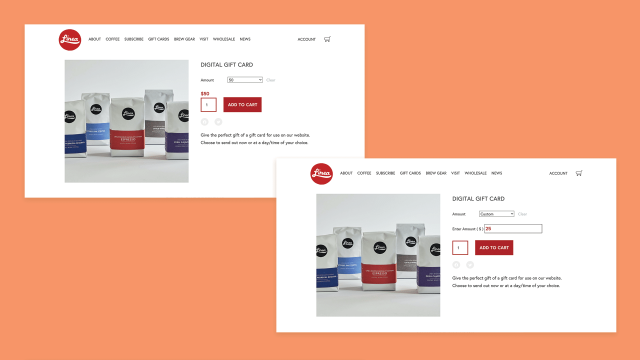 Linea Caffe Gift card and custom gift card