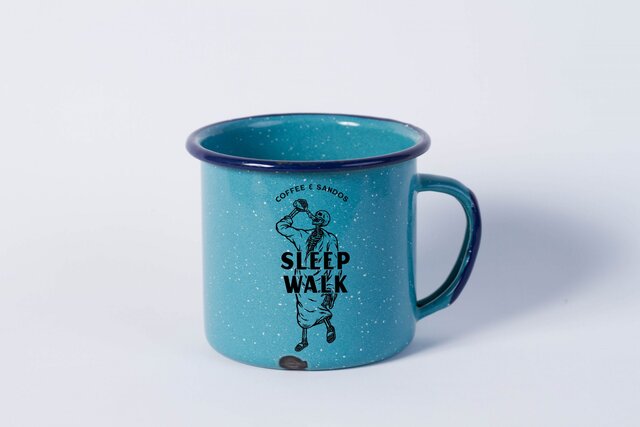 Sleepwalk logo on a camp mug