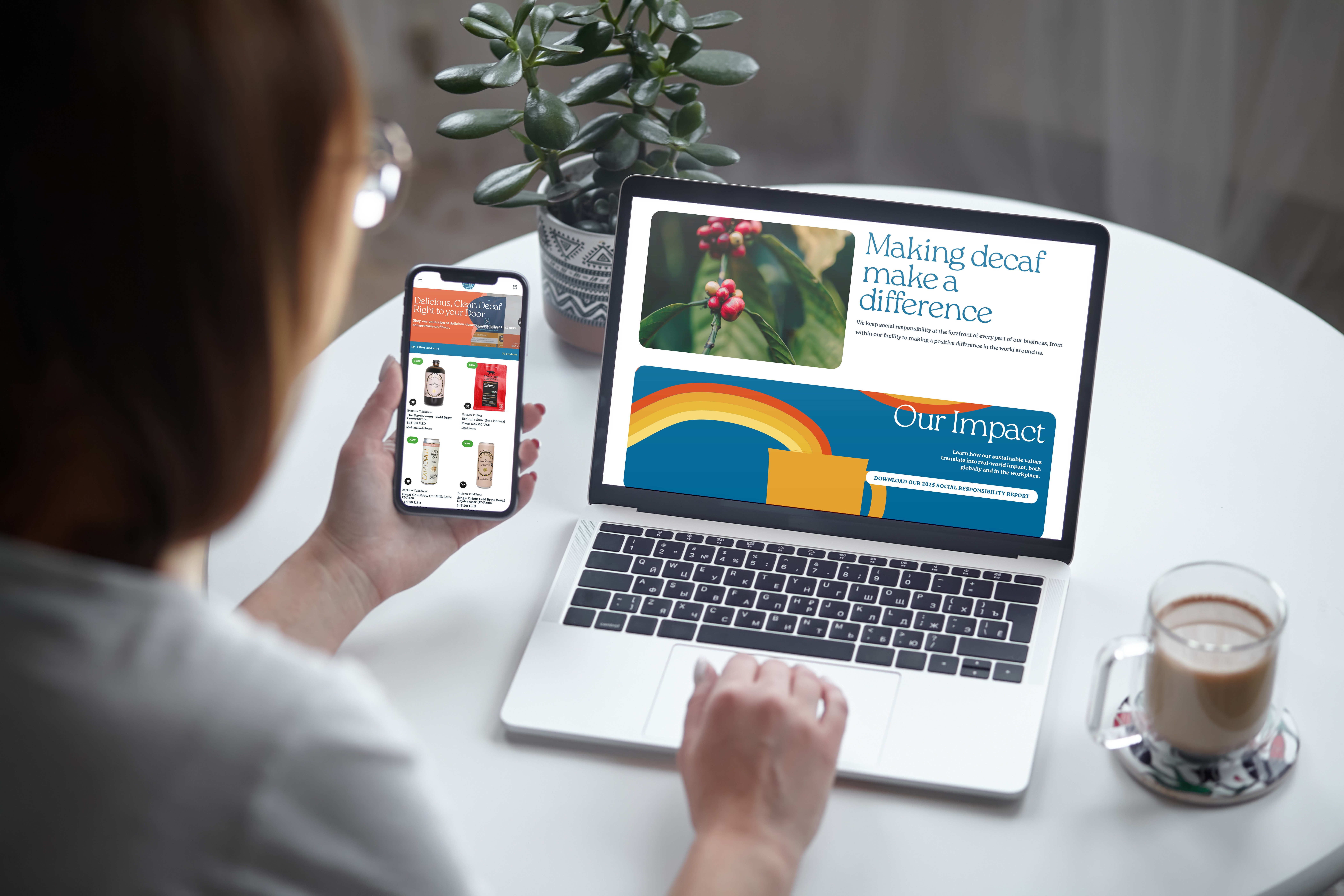 Swiss water device drink coffee