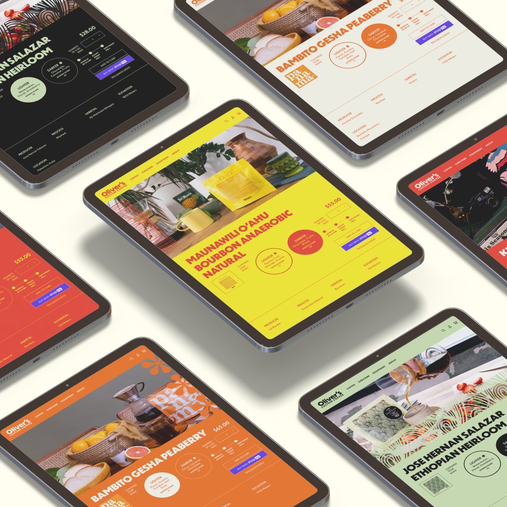 Oliver's site on a variety of iPads