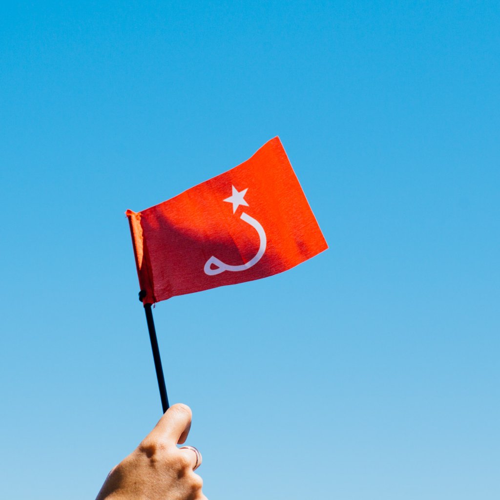 ritual flag waving in sky