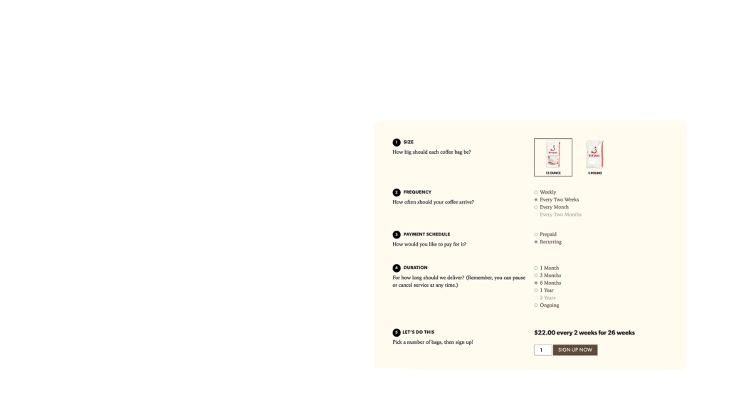subscription page