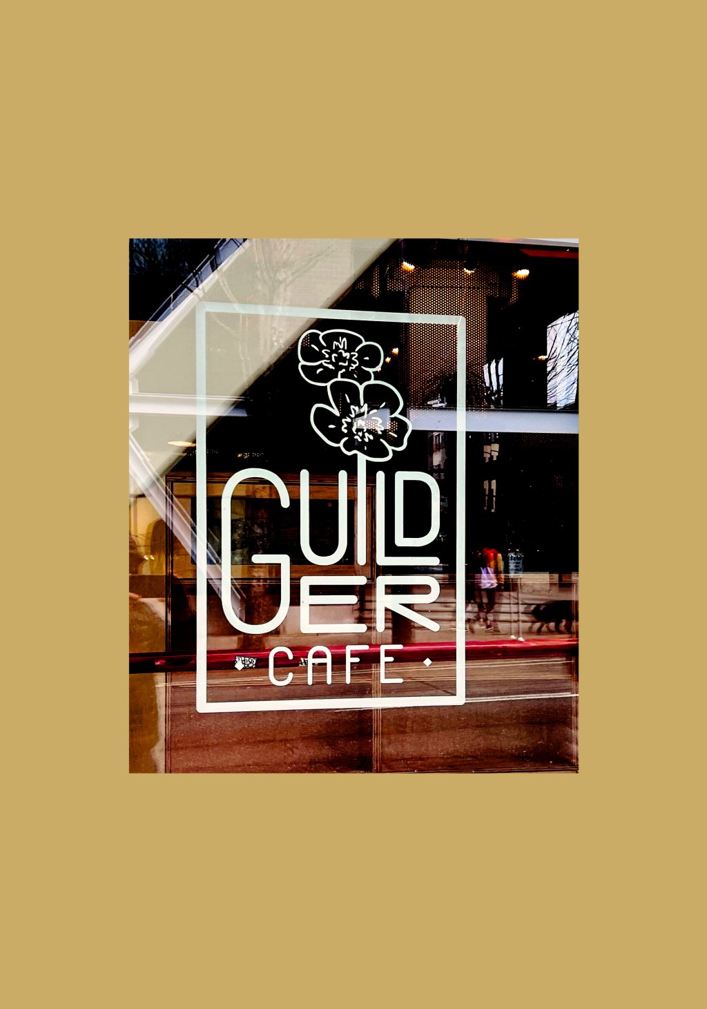 Guilder logo in Powell's Book window, we are so excited about this