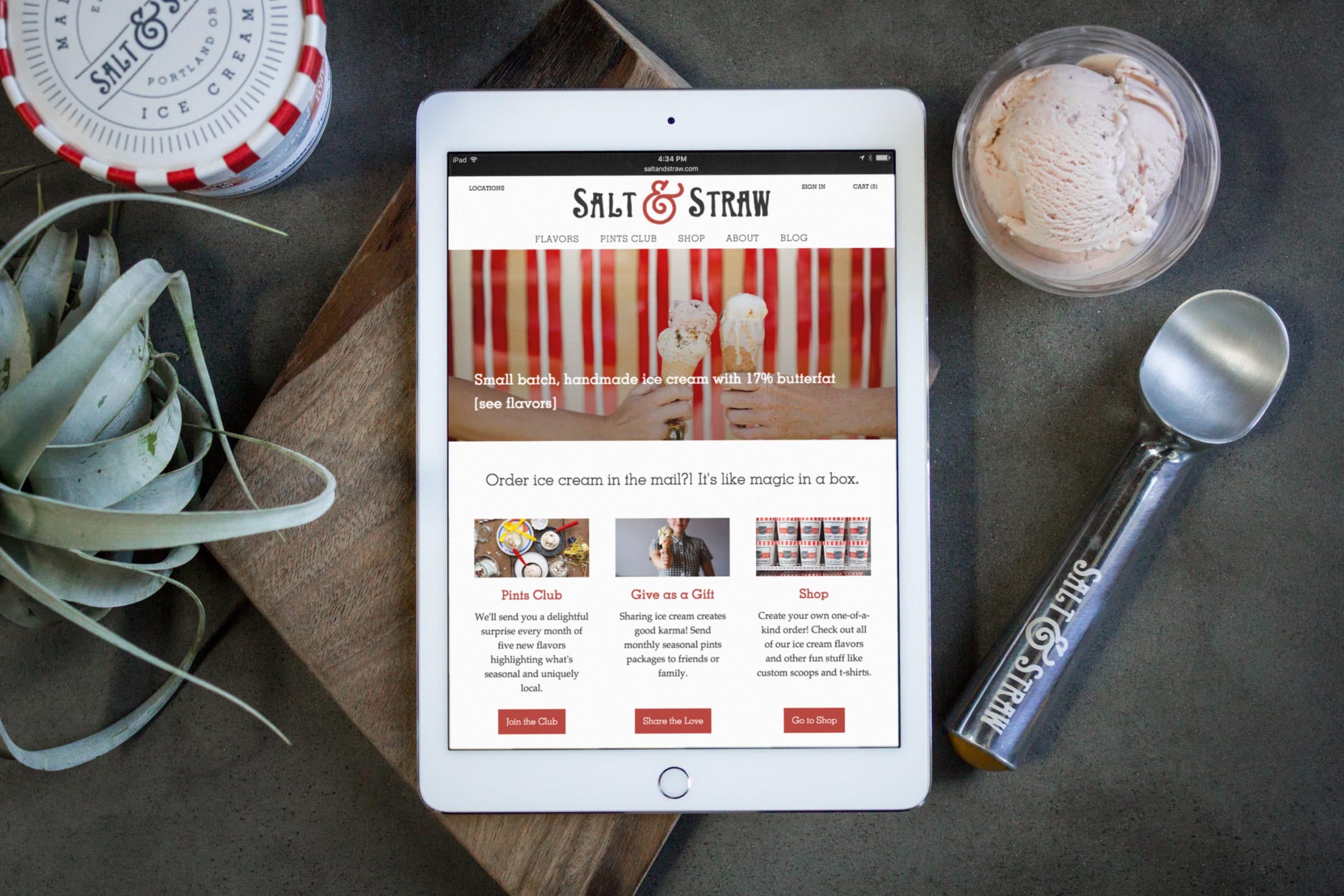 Salt & Straw website on iPad