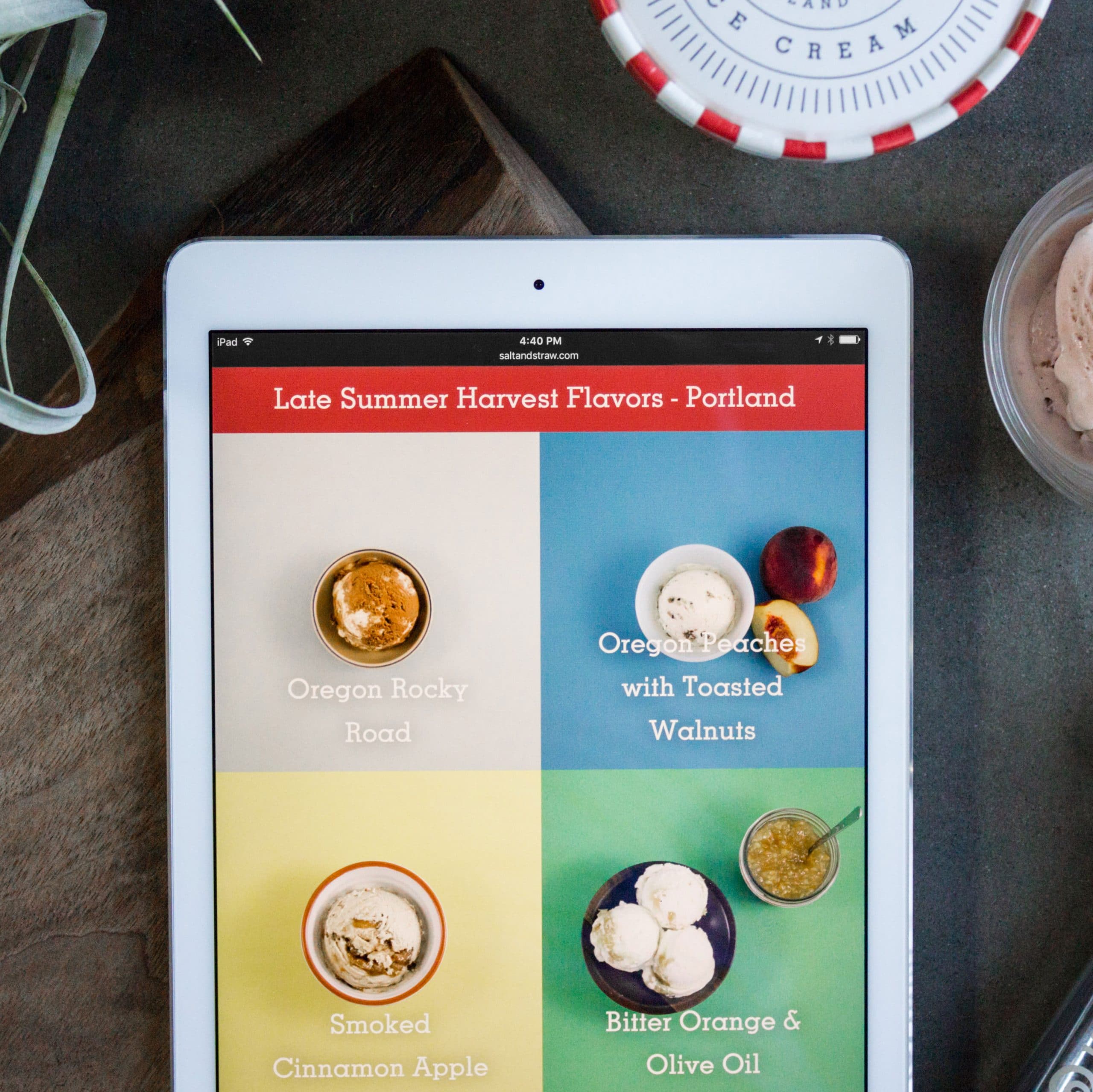 Salt & Straw flavors on iPad