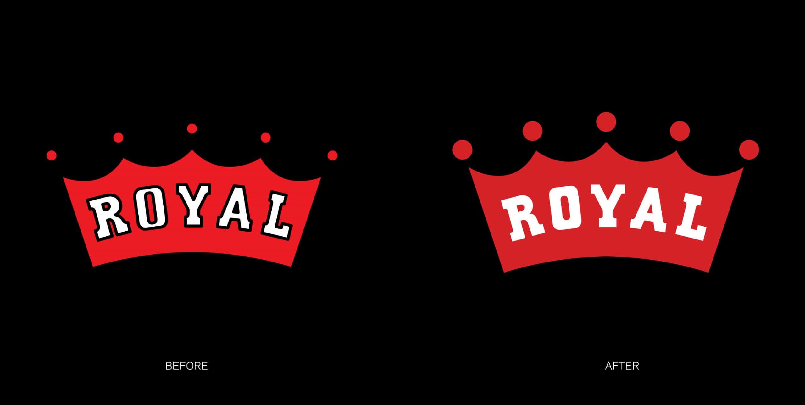 Royal identity before and after on black background