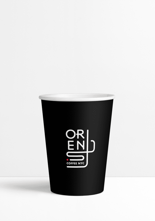 Orens black 12 oz paper cup