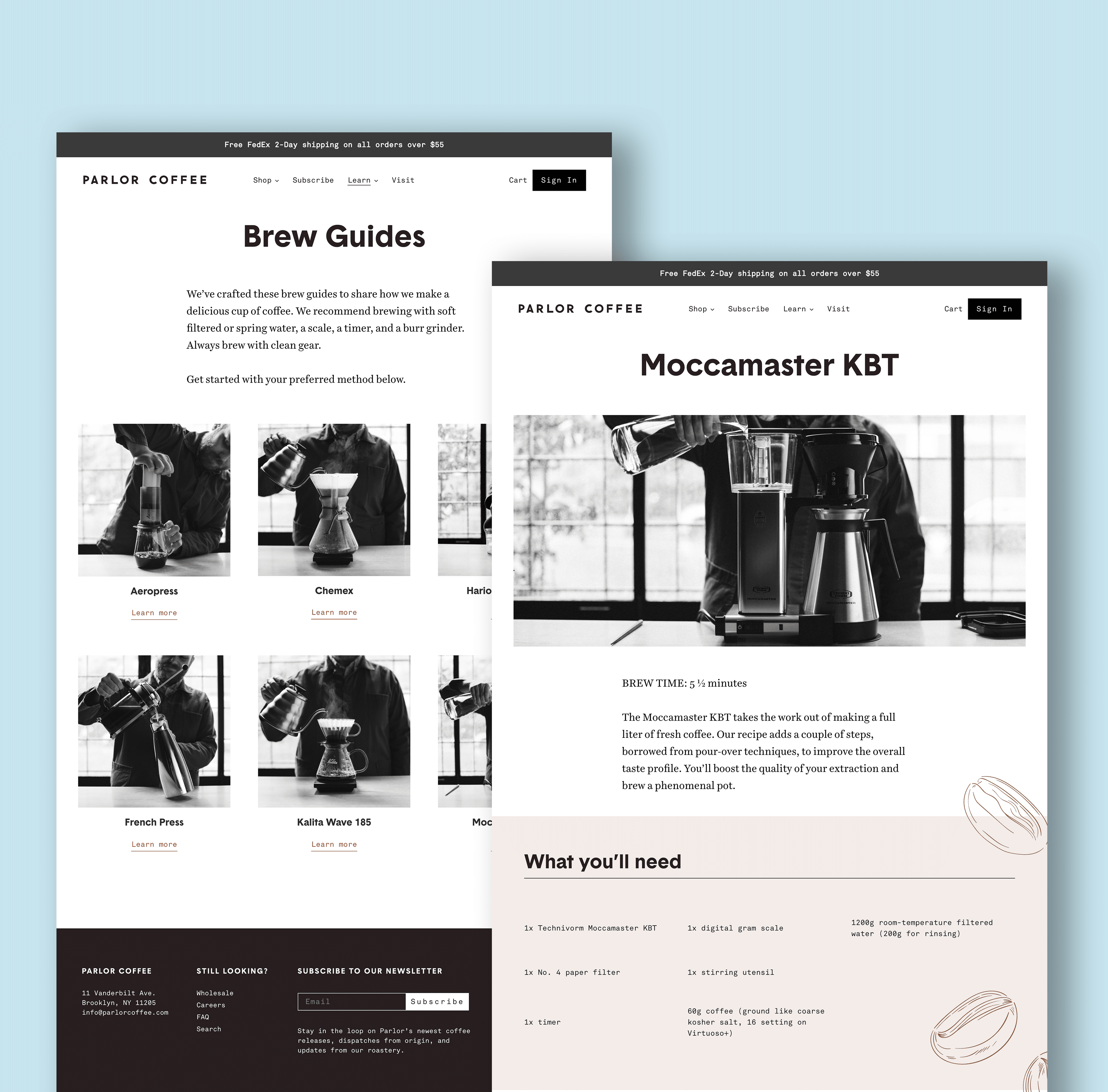 Brew Guide website pages