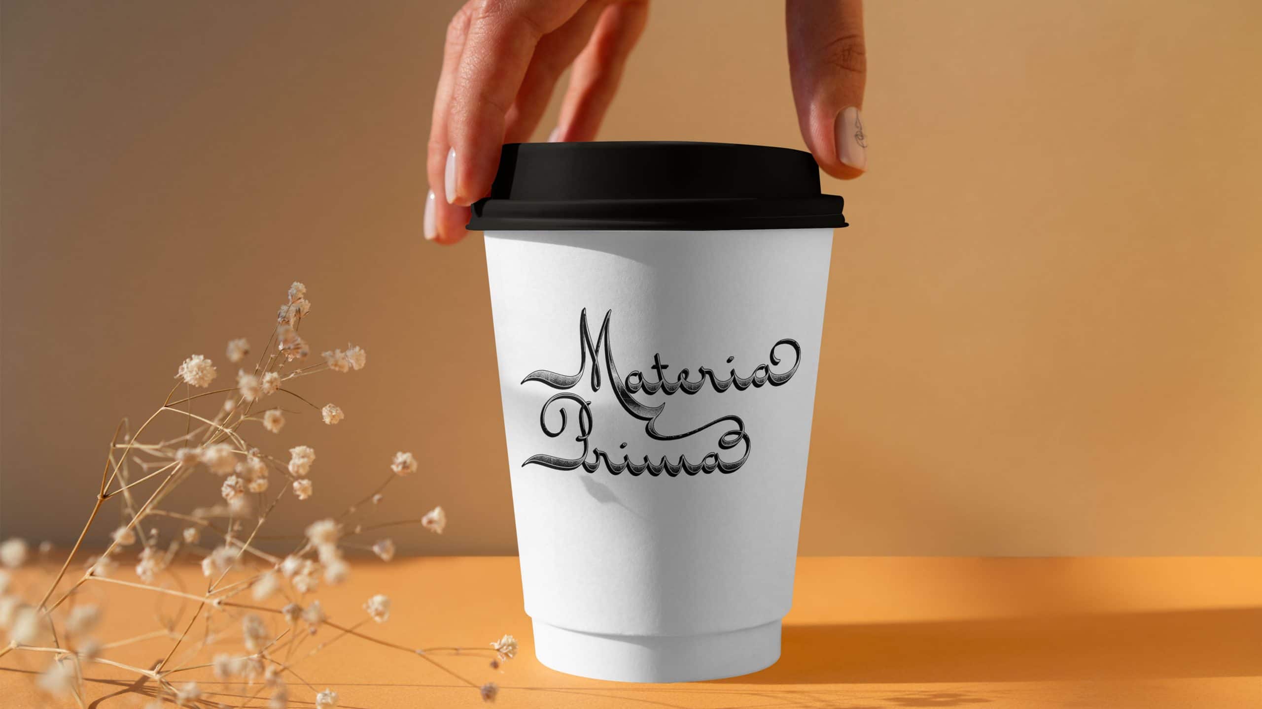 Materia Prima logo on to-go mug