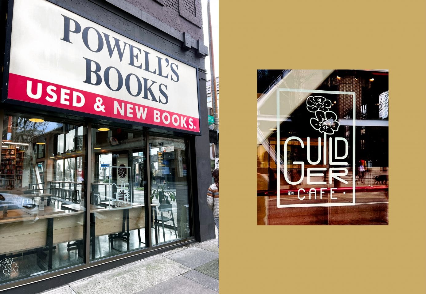 The new Guilder Cafe branding looks incredible on the Powell's Books widow downtown.