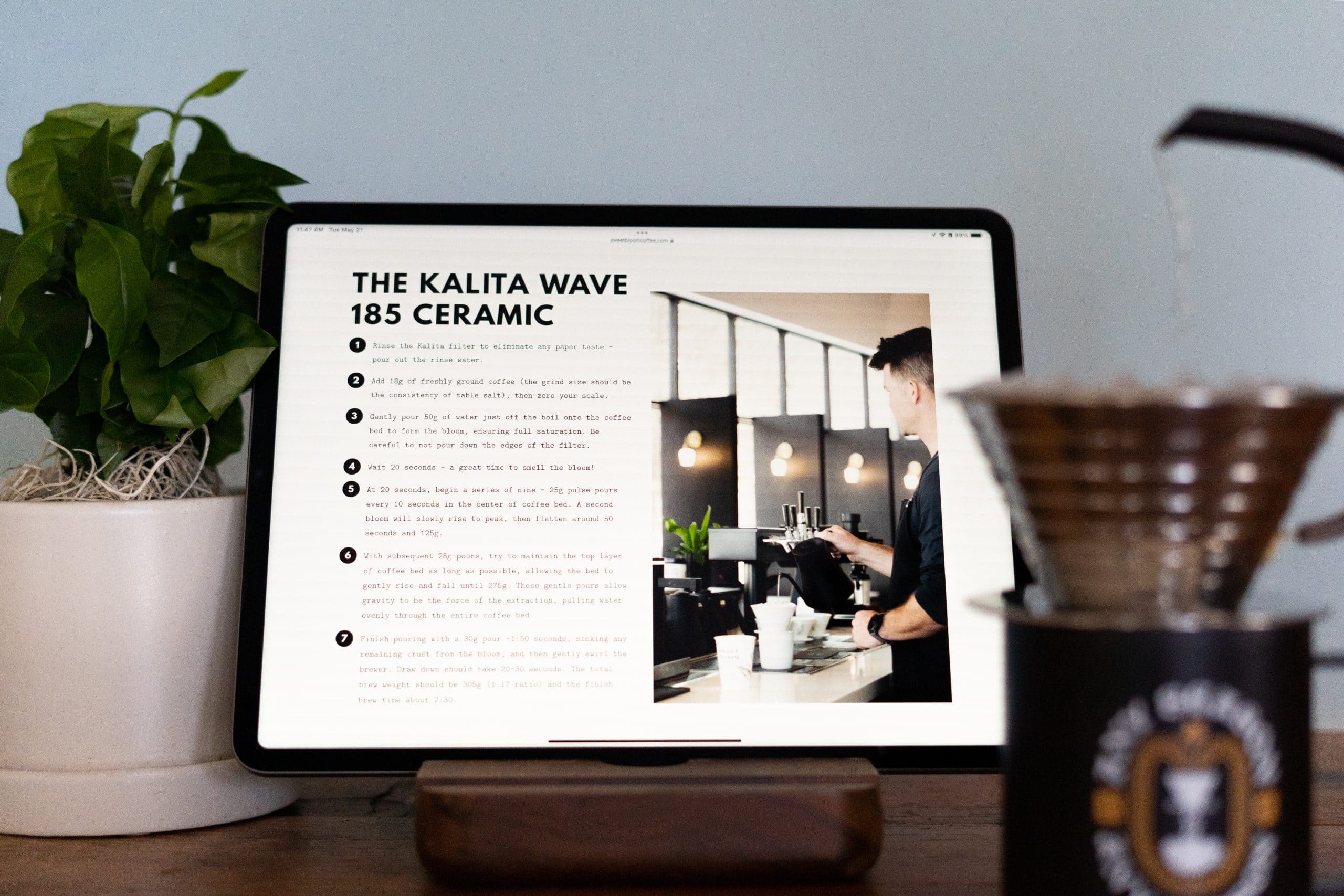 Kalita Wave brew guide details.