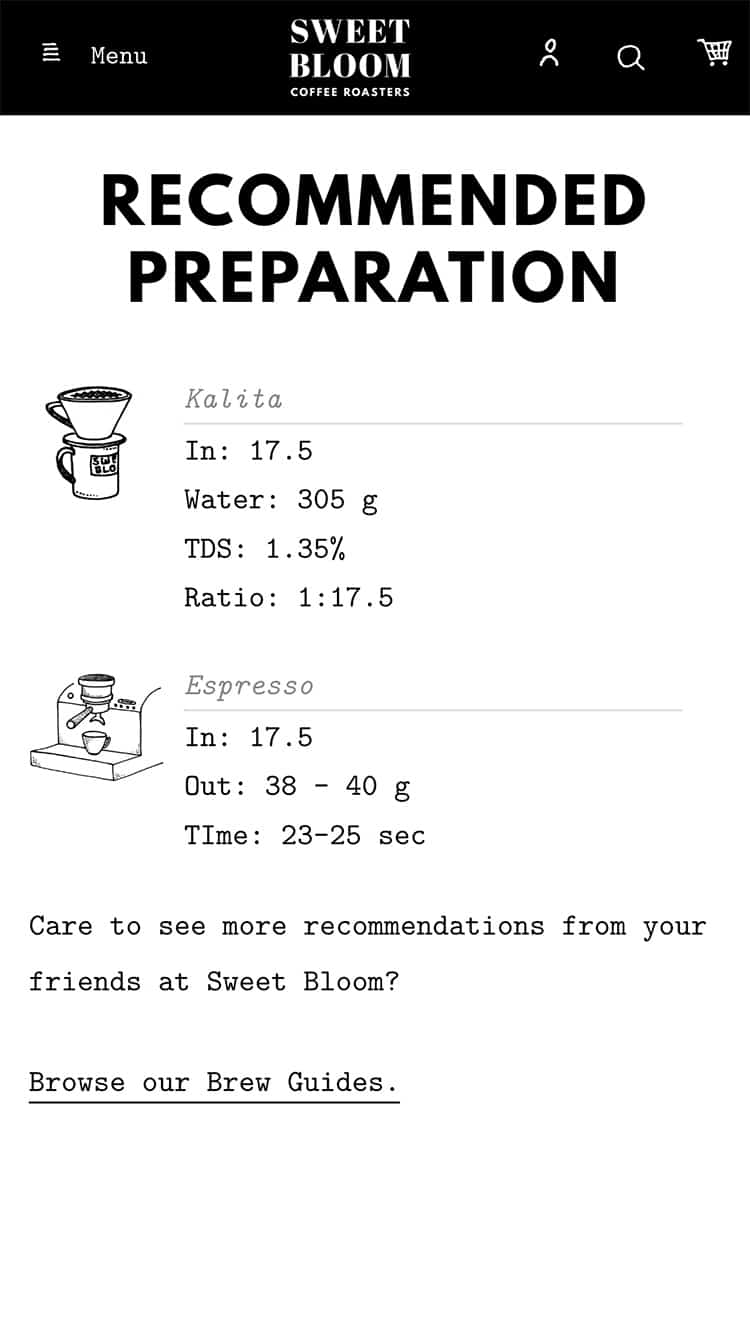 Brewing details for Sweet Bloom on iPhone