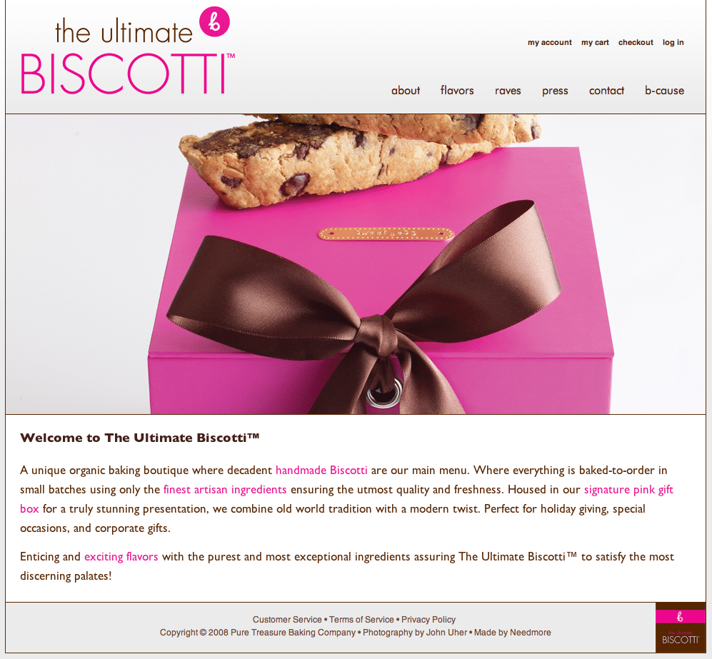 Ultimate Biscotti website by Needmore Designs